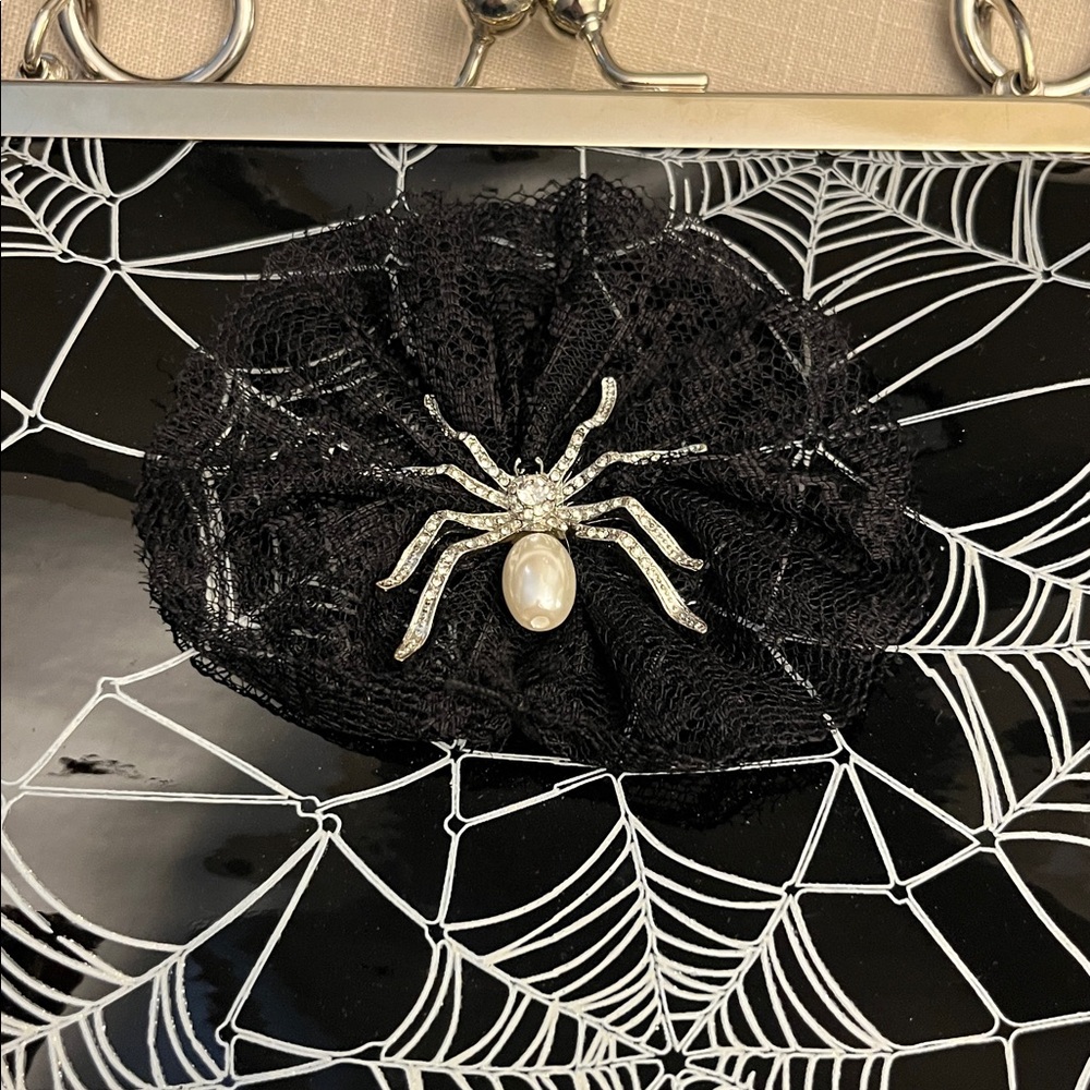 Black Spiderweb Patent Killian Handbag - Picture 2 of 7